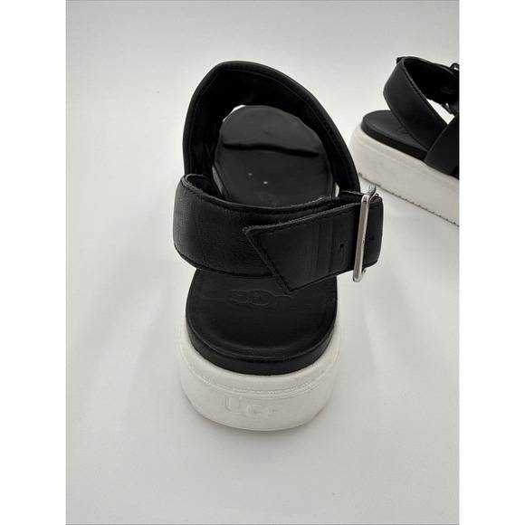 UGG Zayne Slingback Platform Sandal Black Leather Size 9.5 - Picture 3 of 8